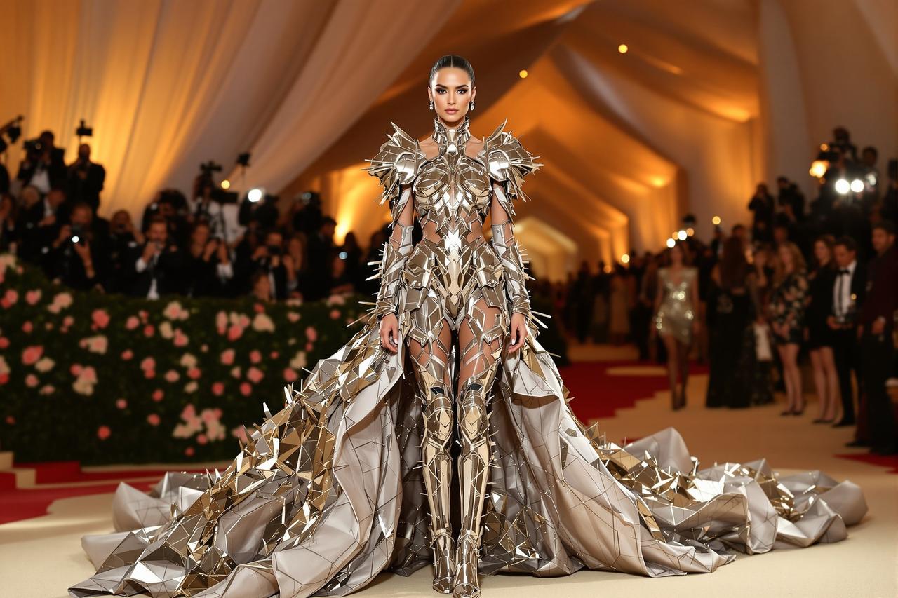 Met Gala:刘雯化身东方女战神,战甲造型引爆话题